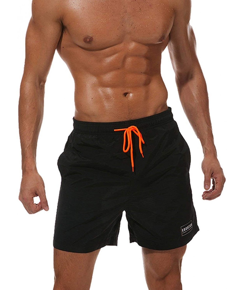 Board Shorts Mens Summer Quick-Dry Swimwear Shorts Lightweight Swimming Trunks Mesh Lined - Black - CM18R6ZOD4M $34.04