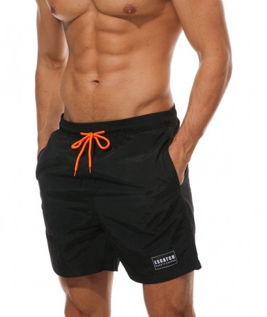 Board Shorts Mens Summer Quick-Dry Swimwear Shorts Lightweight Swimming Trunks Mesh Lined - Black - CM18R6ZOD4M $34.04