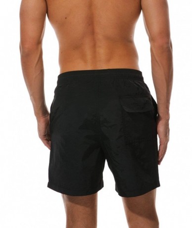 Board Shorts Mens Summer Quick-Dry Swimwear Shorts Lightweight Swimming Trunks Mesh Lined - Black - CM18R6ZOD4M $34.04