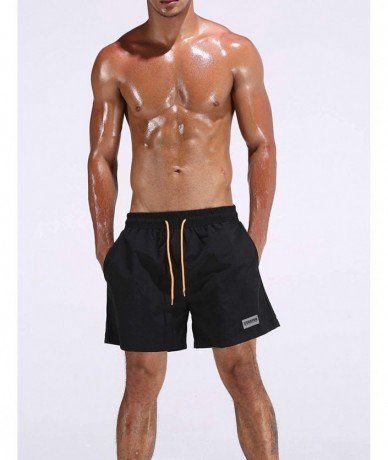 Board Shorts Mens Summer Quick-Dry Swimwear Shorts Lightweight Swimming Trunks Mesh Lined - Black - CM18R6ZOD4M $34.04