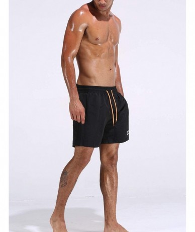 Board Shorts Mens Summer Quick-Dry Swimwear Shorts Lightweight Swimming Trunks Mesh Lined - Black - CM18R6ZOD4M $34.04