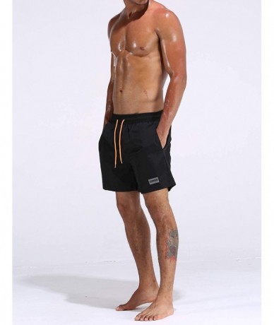 Board Shorts Mens Summer Quick-Dry Swimwear Shorts Lightweight Swimming Trunks Mesh Lined - Black - CM18R6ZOD4M $34.04