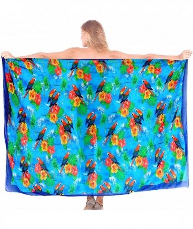 Cover-Ups Women's Plus Size Bathing Suit Cover Up Beach Sarong Wrap Full Long D - Summer Blue_g893 - CZ12N1G7RSD $27.20