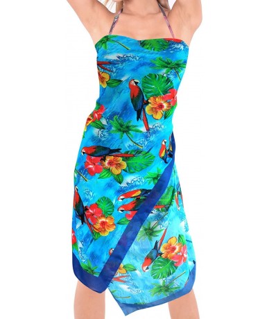 Cover-Ups Women's Plus Size Bathing Suit Cover Up Beach Sarong Wrap Full Long D - Summer Blue_g893 - CZ12N1G7RSD $27.20