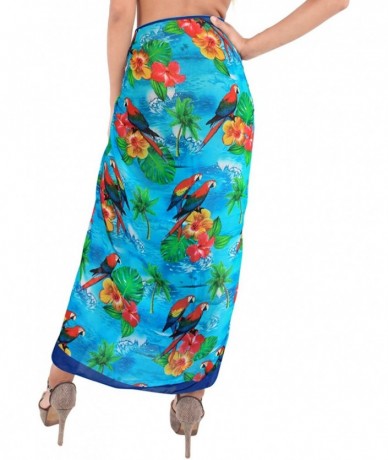 Cover-Ups Women's Plus Size Bathing Suit Cover Up Beach Sarong Wrap Full Long D - Summer Blue_g893 - CZ12N1G7RSD $27.20