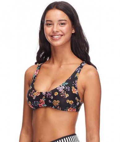 Sets Women's Stacey Bikini Top Swimsuit with Multi Strap Back Detail - Pixie Black Floral Print - CV18ID5ZSH3 $55.26