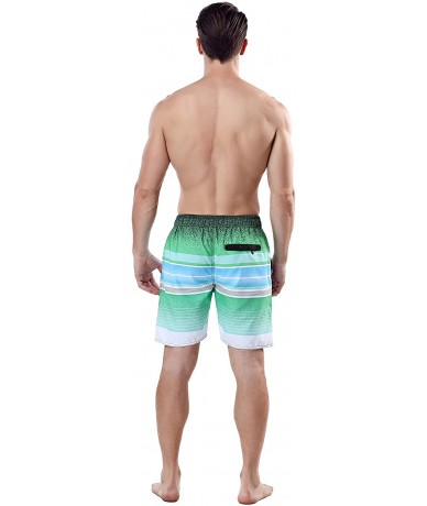 Trunks Men's Swim Trunk Beach Shorts - Lime Green-red Stripe - C3199GDCI7N $47.48