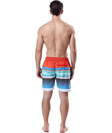 Trunks Men's Swim Trunk Beach Shorts - Lime Green-red Stripe - C3199GDCI7N $47.48