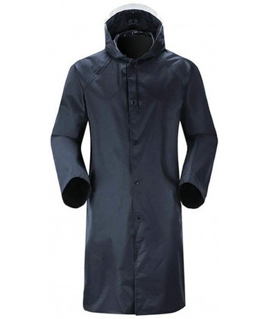 Rash Guards Jacket- Men's Waterproof Raincoat Lightweight Casual Hooded Rain Coat Long Coat - Navy - CV18XL7KOC8 $51.21