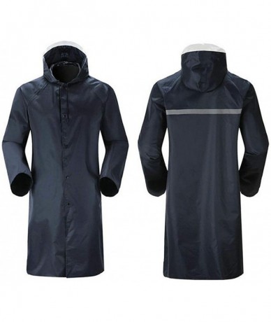 Rash Guards Jacket- Men's Waterproof Raincoat Lightweight Casual Hooded Rain Coat Long Coat - Navy - CV18XL7KOC8 $51.21