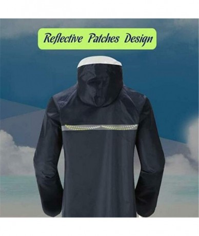 Rash Guards Jacket- Men's Waterproof Raincoat Lightweight Casual Hooded Rain Coat Long Coat - Navy - CV18XL7KOC8 $51.21