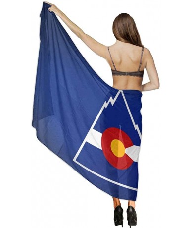 Cover-Ups Women Chiffon Scarf Summer Beach Wrap Skirt Swimwear Bikini Cover-up - Colorado State Volcanic Mountain Logo Blue -...