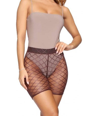 Cover-Ups Women Sexy See Through Sheer Mesh Shorts Swimsuit Coverups Bikini Bottom Cover Up Short Pants - Coffee - CQ18UMD5TH...