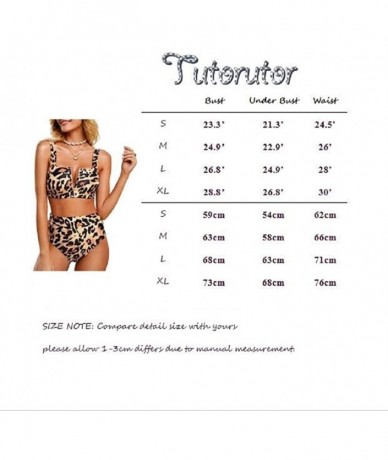 Sets Womens High Waisted Leopard Printed Bikini Set Sexy Push Up V Wire Two Piece Swimwsuits Bathing Suit - Leopard - CJ18AN6...