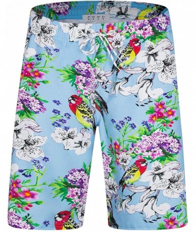 Trunks Men's Quick Dry Swim Trunks Long Palm Beach Board Shorts Bathing Suit - Q-blue Floral - CO1985C23SY $20.50