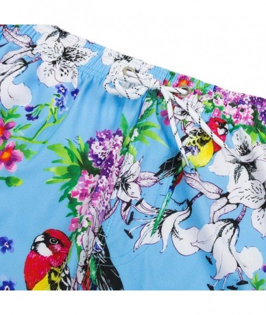 Trunks Men's Quick Dry Swim Trunks Long Palm Beach Board Shorts Bathing Suit - Q-blue Floral - CO1985C23SY $20.50