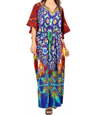 Cover-Ups Women's One Size Caftan Wedding Dresses Sleepwear Cover Ups Drawstring - Multicolor_r635 - CP12O7A6NO9 $53.02