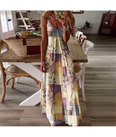 Cover-Ups Women Dress- Women Casual Dresses Sleeveless Fashion Striped Boho Sundress Beach Summer Party Maxi Long Dress Plus ...