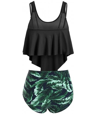 Sets Women Two Pieces Bathing Suits Top Ruffled with High Waisted Bottom Bikini Set Tankini Switmsuit - H - CF196DIHHOZ $28.04