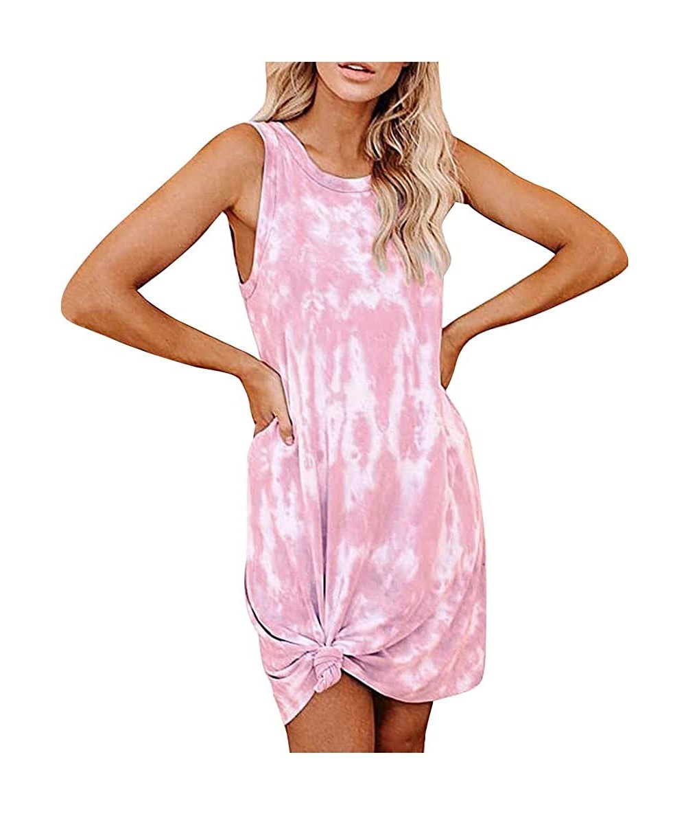 Cover-Ups Dresses for Women Casual Summer Tie-dye Sleeveless Cami Mini Dress Girl Party A-Line Tank Short Dress Beach Sundres...