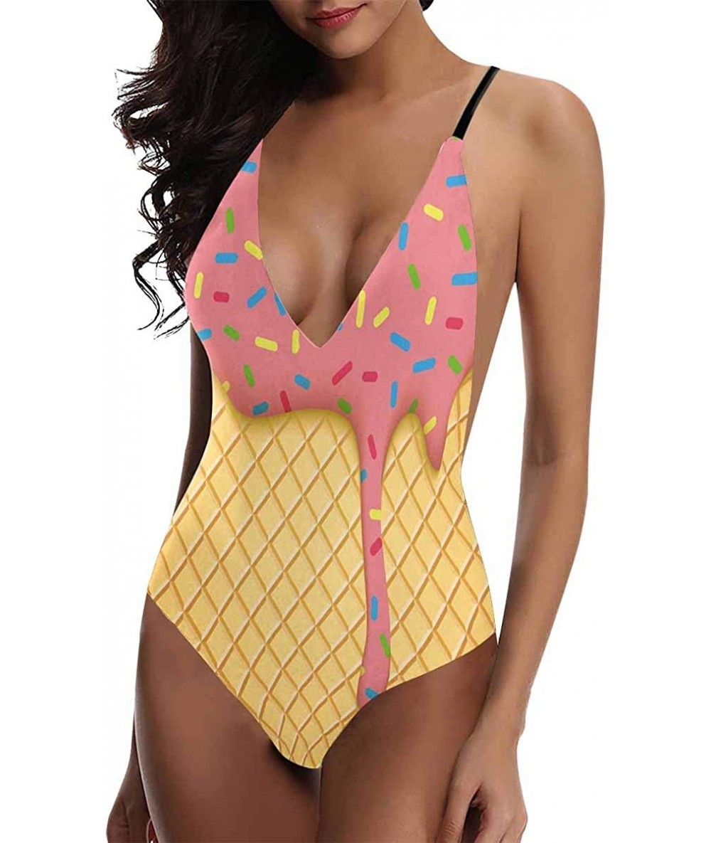 One-Pieces Funny Art V-Neck Women Lacing Backless One-Piece Swimsuit Bathing Suit XS-3XL - Design 11 - CU18RXUT8R0 $65.48