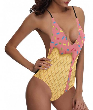 One-Pieces Funny Art V-Neck Women Lacing Backless One-Piece Swimsuit Bathing Suit XS-3XL - Design 11 - CU18RXUT8R0 $65.48