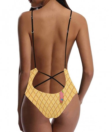 One-Pieces Funny Art V-Neck Women Lacing Backless One-Piece Swimsuit Bathing Suit XS-3XL - Design 11 - CU18RXUT8R0 $65.48