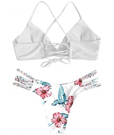 Sets Women's Bikini Set 2020 Newest Cut Flower Two Piece Sexy Fashion Trendy Swimsuit Push up Swimwear Beachwear 5white - CL1...