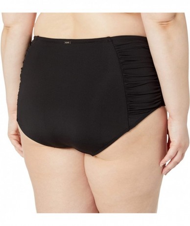 Bottoms Women's Plus Size Tummy Control High Waist Bikini Swim Bottom - Black - CF18ZQ78QZK $81.91