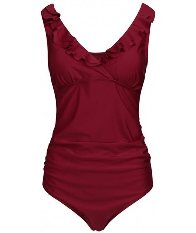 Sets Maternity Swimsuits One Piece Bathing Suit Pregnancy Swimwear for Pregnant Women - A New Design Ruffle-wine Red - C619CI...