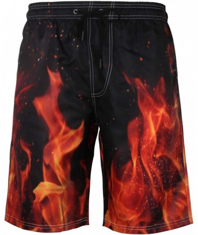 Board Shorts 3 (24) Men's Swim Trunks Quick Dry Bathing Suits Board Shorts Summer Beach Shorts Pockets - Fire Flame Flesh-5 -...