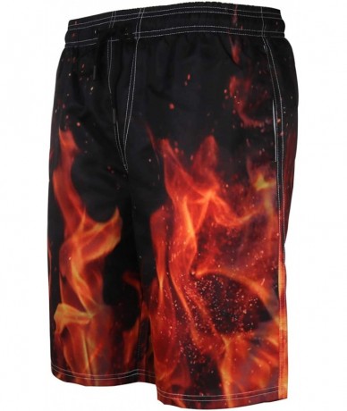 Board Shorts 3 (24) Men's Swim Trunks Quick Dry Bathing Suits Board Shorts Summer Beach Shorts Pockets - Fire Flame Flesh-5 -...