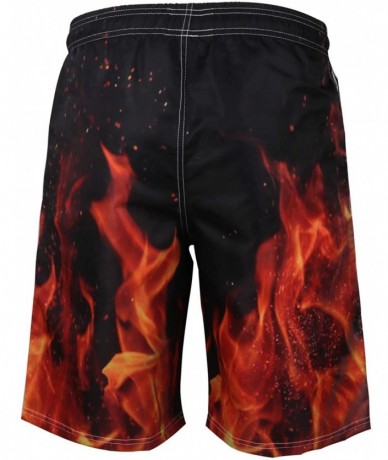 Board Shorts 3 (24) Men's Swim Trunks Quick Dry Bathing Suits Board Shorts Summer Beach Shorts Pockets - Fire Flame Flesh-5 -...