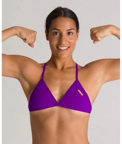 Tops Women's Rule Breaker Feel Triangle MaxLife Bikini Top - Mirtilla - C518CLGITSZ $28.15