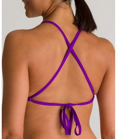 Tops Women's Rule Breaker Feel Triangle MaxLife Bikini Top - Mirtilla - C518CLGITSZ $28.15