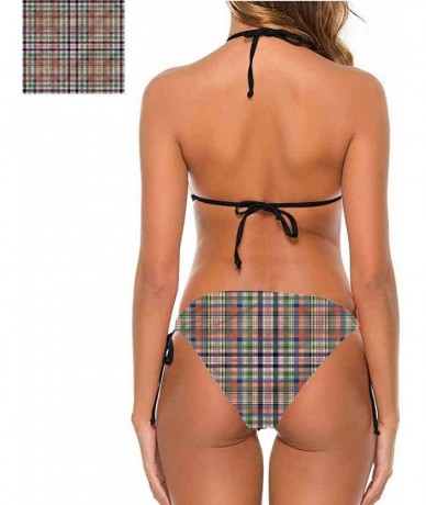 Bottoms Bikini Set Checkered- Classic Tartan Diagonal Very Flattering Style - Multi 03-two-piece Swimsuit - C619E7I74HL $58.57