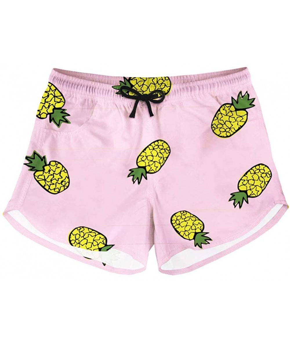 Board Shorts Women Plus Size Bottom Boardshort Pinapple Print Summer Beach Swimwear Swimsuit Shorts Briefs - Pinapple 16 - C1...