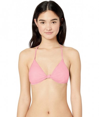 Tops Women's Triangle Halter Hipster Bikini Swimsuit Top - Pink//Solids - CZ18K25KGTY $45.45