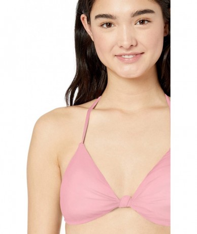 Tops Women's Triangle Halter Hipster Bikini Swimsuit Top - Pink//Solids - CZ18K25KGTY $45.45