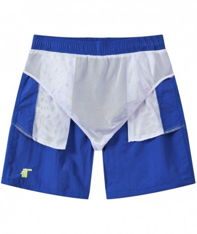 Board Shorts Men's Swim Trunks Quick Dry Beach Shorts Mesh Lining - Blue - C718NGL9TRX $34.73