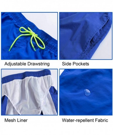 Board Shorts Men's Swim Trunks Quick Dry Beach Shorts Mesh Lining - Blue - C718NGL9TRX $34.73