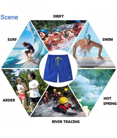 Board Shorts Men's Swim Trunks Quick Dry Beach Shorts Mesh Lining - Blue - C718NGL9TRX $34.73