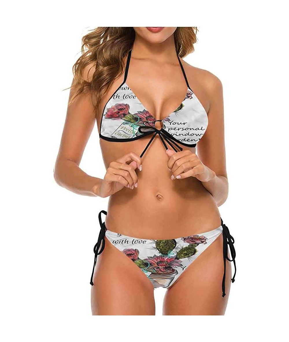 Bottoms Bathing Suit Cactus- Succulents Plants Frame Complexion - Multi 08-two-piece Swimsuit - C719E6ASROY $61.33