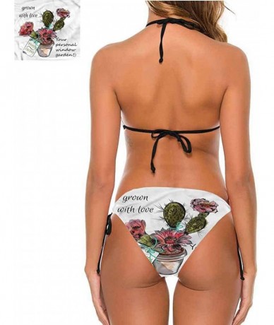 Bottoms Bathing Suit Cactus- Succulents Plants Frame Complexion - Multi 08-two-piece Swimsuit - C719E6ASROY $61.33