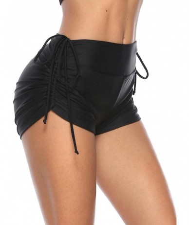 Tankinis Women Swim Board Shorts Beach Tankini Boyshorts Swimsuit Bottom with Adjustable Ties - Black - CX18N8TO82R $31.37