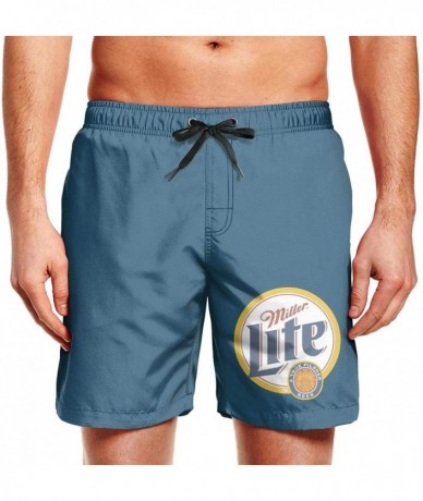 Board Shorts Men's Surfing Beachwear Quick Dry Beach Board Shorts Miller-Lite-Logo- Swim Trunks - White-105 - CP199TAD3I5 $60.74