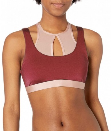 Tops Women's Longevity Hybrid Bikini Top Swimsuit - Stamina Shiny Spice - CE18Z06D35G $47.51