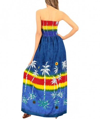 Cover-Ups Women's One Size Tube Bohemian Beach Party Dress Evening Wear Printed A - Navy Blue_o757 - CD193TQO27M $40.49