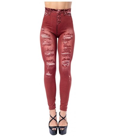 Tankinis 2020 Fashion Leggings for Women High Waist Print Jeggings Womens Juniors Classic Imitate Denim Skinny Jeans Red 4 - ...