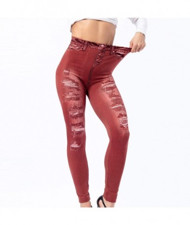 Tankinis 2020 Fashion Leggings for Women High Waist Print Jeggings Womens Juniors Classic Imitate Denim Skinny Jeans Red 4 - ...